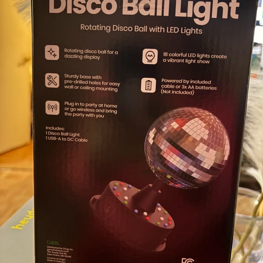 LED Disco Ball Light - Silver and Black